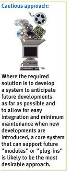 Where the required solution to develop a system to anticipate future developments as far as possible and to allow for easy integration and minimum maintenance 