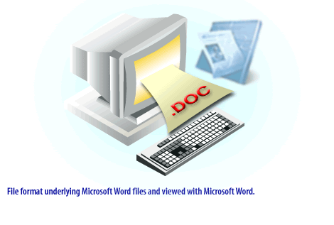 1) File format underlying Microsoft Word files and viewed with Microsoft Word.