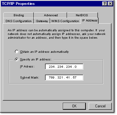 Sample TCP/IP Domain Name Settings