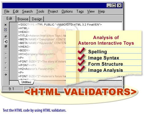 2) Test the HTML by using HTML validators